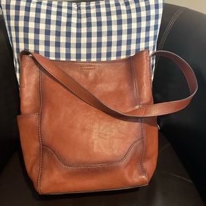 Frye original brown leather satchel with Frye marking